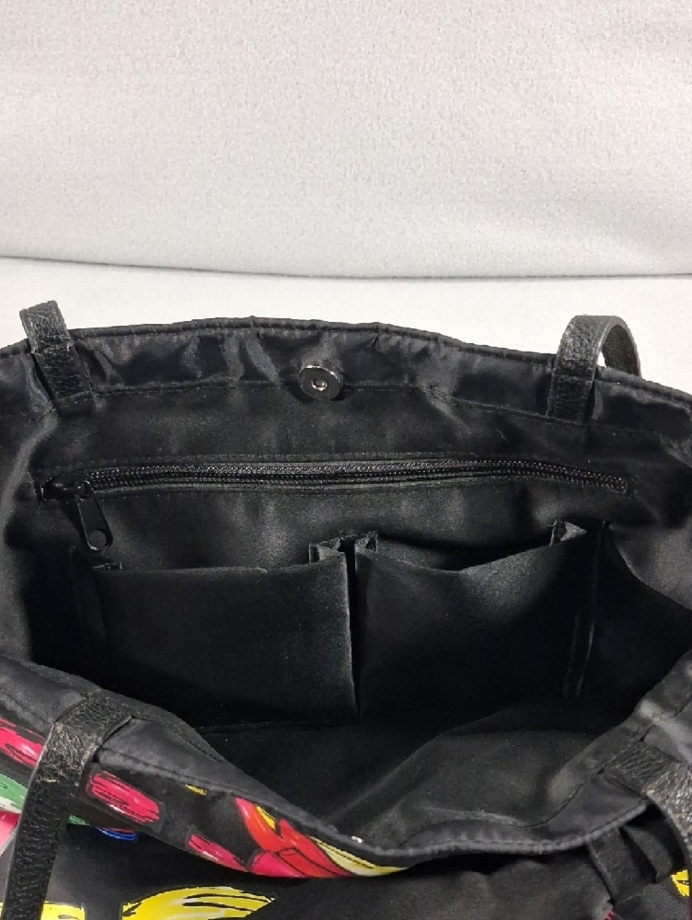 Brighton Black Tote with Large Bow and Multicolor Jewel Print - Picture 4 of 5
